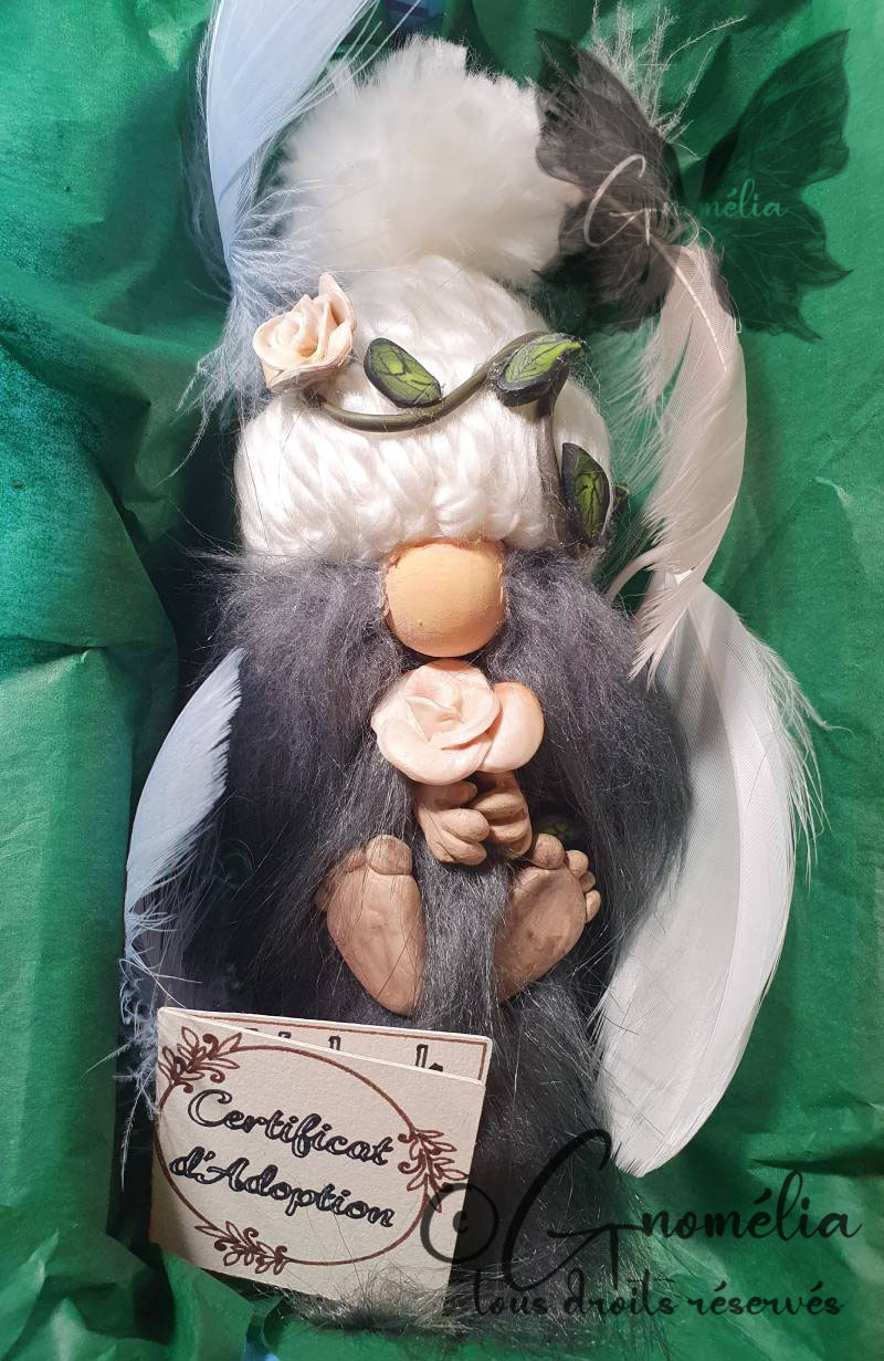 Quentin Gnome Rose blanche St Valentin 1 Gnomélia v2 Quentin