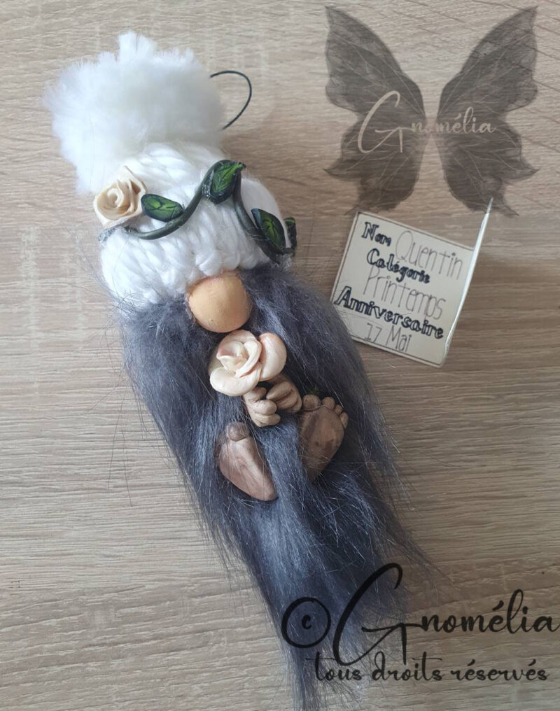Quentin Gnome Rose blanche St Valentin 2 Gnomélia v2 Quentin